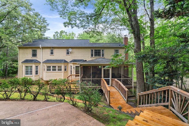 175 Mt Hope Church Rd, Stafford, VA 22554 - back of house with a sunroom and a chimney