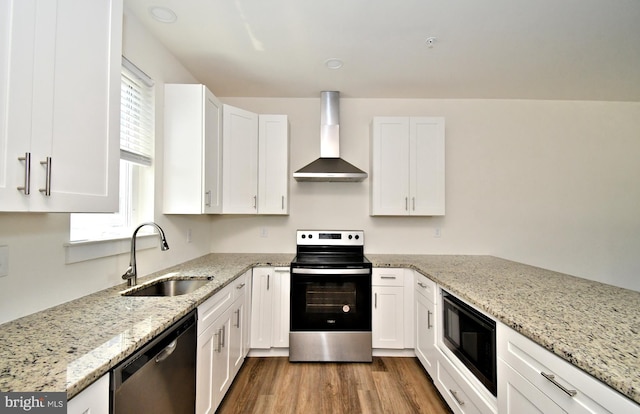 287 Yards Ct, Hatboro, PA 19040 - kitchen with electric range, stainless steel dishwasher, wall chimney exhaust hood, black microwave, and a sink