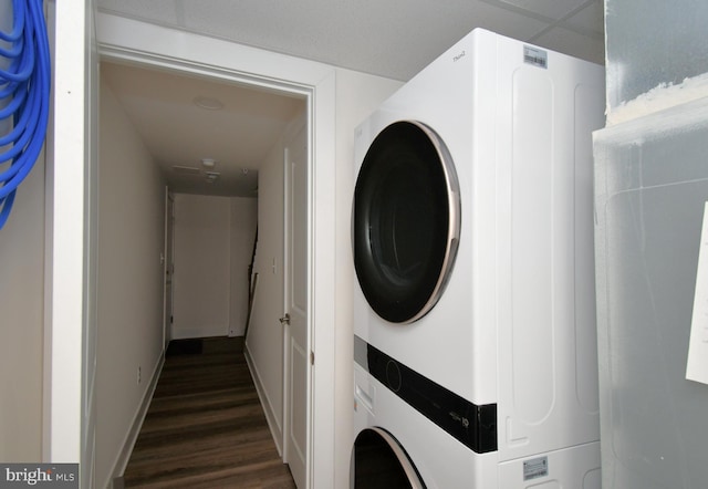 287 Yards Ct, Hatboro, PA 19040 - washroom featuring estacked washer and dryer and dark wood-style flooring