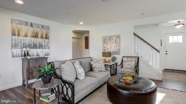 103 Candler Way Unit 044, Annville, PA 17003 - living area featuring wood finished floors, stairs, recessed lighting, and baseboards