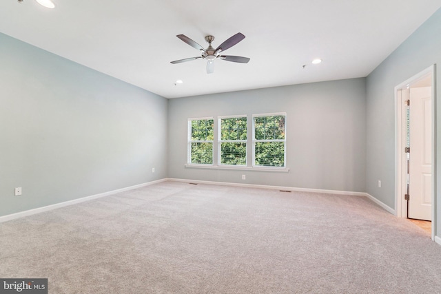 7912 Meridian Dr, Pasadena, MD 21122 - unfurnished room with light carpet, ceiling fan, and recessed lighting