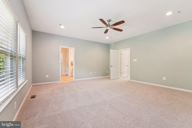 7912 Meridian Dr, Pasadena, MD 21122 - unfurnished room with a ceiling fan, light carpet, and recessed lighting