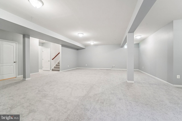 7912 Meridian Dr, Pasadena, MD 21122 - finished basement with carpet floors and stairs