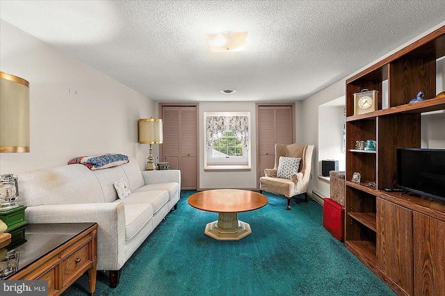 13220 Bank St, Bishopville, MD 21813 - living room featuring carpet flooring and a textured ceiling