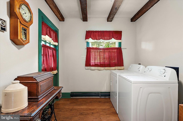 13220 Bank St, Bishopville, MD 21813 - laundry room featuring wood finished floors and washer and dryer