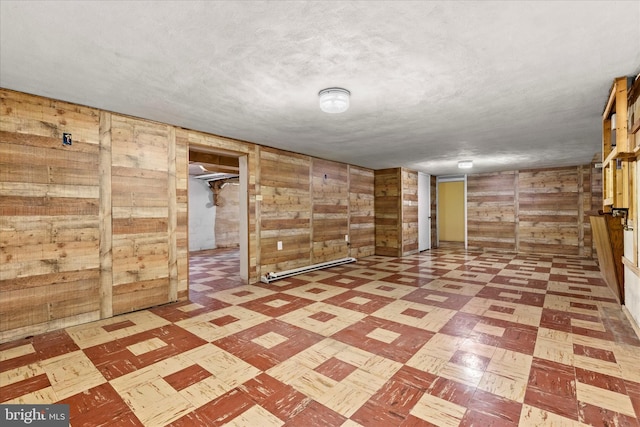 3415 E Market St, York, PA 17402 - finished basement featuring light floors, wood walls, and a baseboard radiator