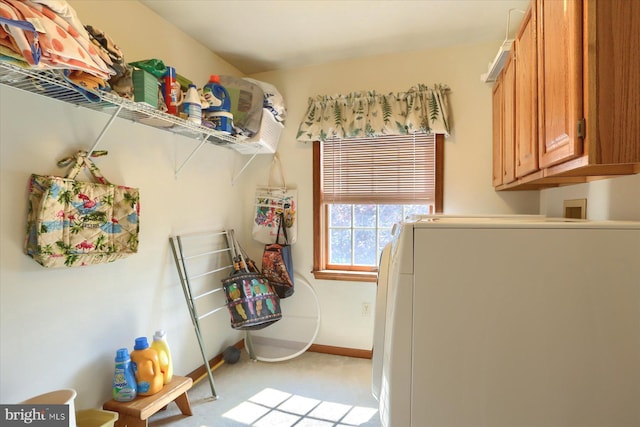 74 Acker Rd, Newport, PA 17074 - washroom with cabinet space, washer / dryer, baseboards, and light carpet