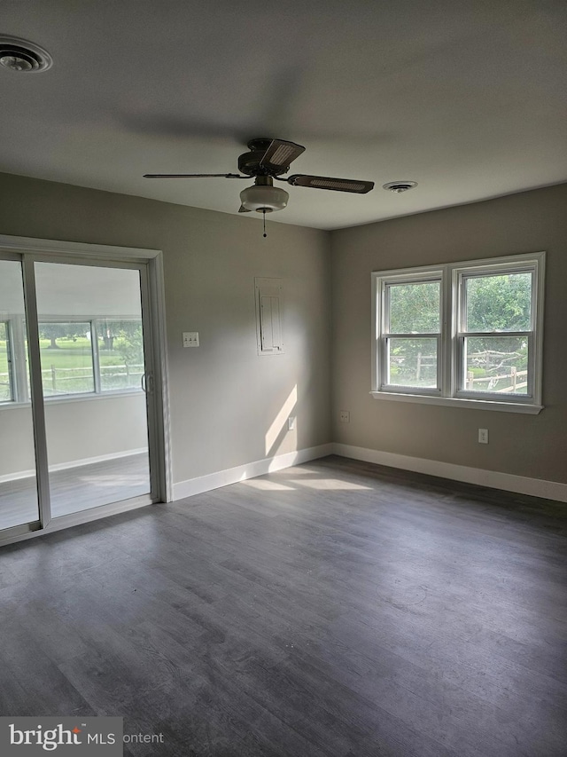 36652 Woodbush Dr, Bushwood, MD 20618 - empty room with a ceiling fan and dark wood-type flooring
