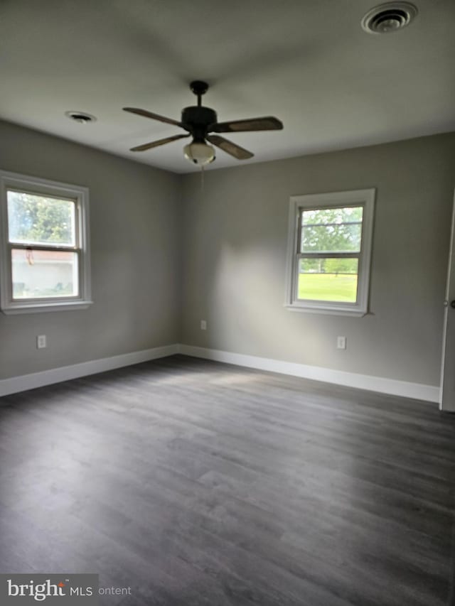 36652 Woodbush Dr, Bushwood, MD 20618 - spare room featuring ceiling fan and dark wood-style flooring