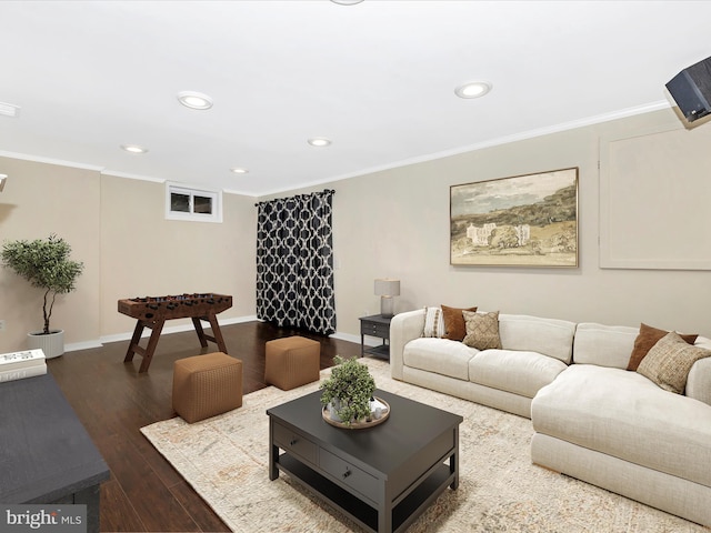 6848 Whistling Swan Way, New Market, MD 21774 - living room with crown molding, wood finished floors, and recessed lighting