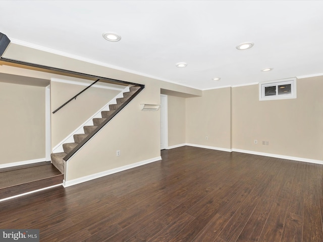 6848 Whistling Swan Way, New Market, MD 21774 - finished below grade area with ornamental molding, stairs, wood finished floors, and recessed lighting