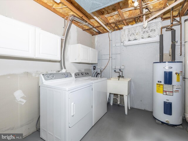 6848 Whistling Swan Way, New Market, MD 21774 - laundry area with electric water heater, separate washer and dryer, and cabinet space