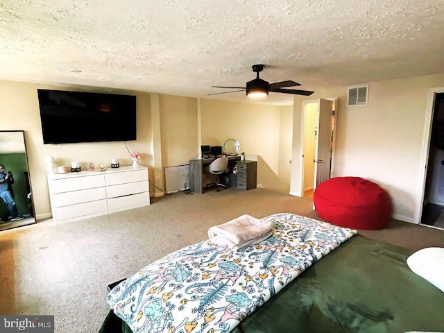 13533 Demetrias Way, Germantown, MD 20874 - bedroom featuring a textured ceiling, carpet flooring, and a ceiling fan