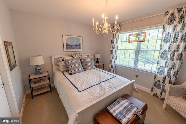 2440 Saddlebrook Rd, Macungie, PA 18062 - bedroom featuring baseboards, light colored carpet, a chandelier, and multiple windows