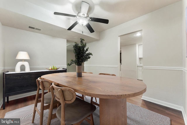 1413 Northgate Sq Unit 13/2A, Reston, VA 20190 - dining room featuring wood finished floors and ceiling fan