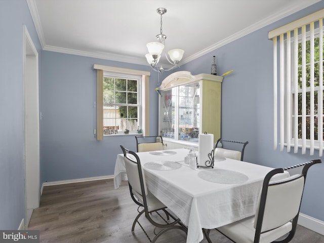 10602 Edgewood Ave, Silver Spring, MD 20901 - dining room with a chandelier, ornamental molding, and wood finished floors