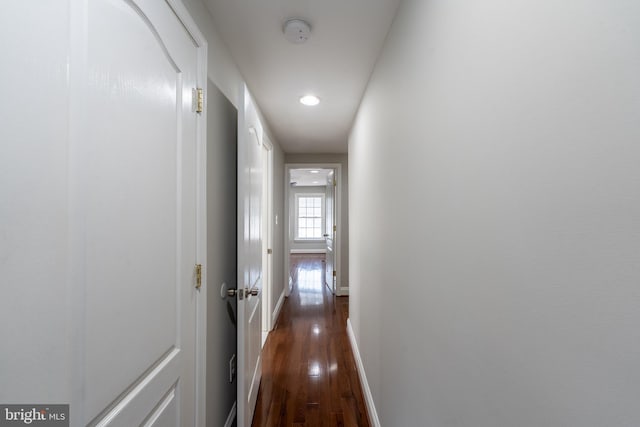 518 Scott St, Baltimore, MD 21230 - hall with dark wood-type flooring, baseboards, and recessed lighting