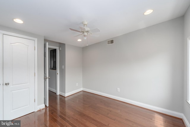 518 Scott St, Baltimore, MD 21230 - empty room featuring baseboards, ceiling fan, wood finished floors, and recessed lighting