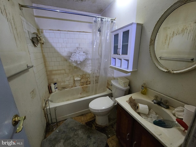 3486 Marble Arch Dr, Pasadena, MD 21122 - bathroom with shower / bath combo, vanity, and toilet