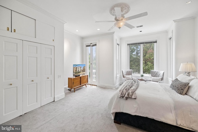 1827 Phelps Pl NW, Washington, DC 20008 - carpeted bedroom featuring ornamental molding, multiple windows, baseboards, recessed lighting, and a closet