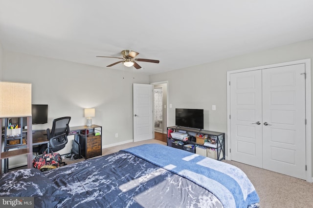 23170 Longview Blvd, Bushwood, MD 20618 - bedroom with carpet flooring, a closet, ceiling fan, and baseboards