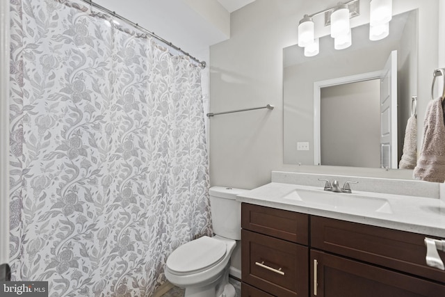 23170 Longview Blvd, Bushwood, MD 20618 - full bathroom with toilet, vanity, and a shower with shower curtain