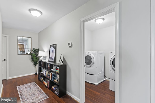 23170 Longview Blvd, Bushwood, MD 20618 - laundry room featuring independent washer and dryer, wood finished floors, and baseboards