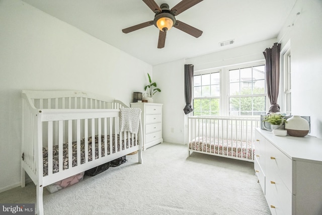 315 Coventry Ct, Mantua, NJ 08051 - bedroom featuring carpet, a crib, a ceiling fan, vaulted ceiling, and baseboards