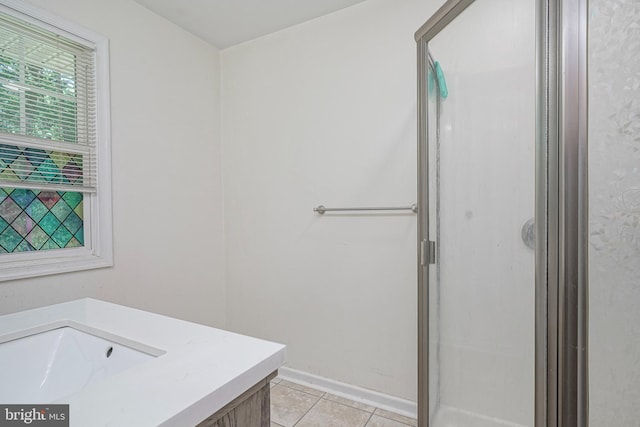 650 Penns Grove Auburn Rd, Carneys Point, NJ 08069 - full bathroom featuring a shower stall, tile patterned floors, and vanity