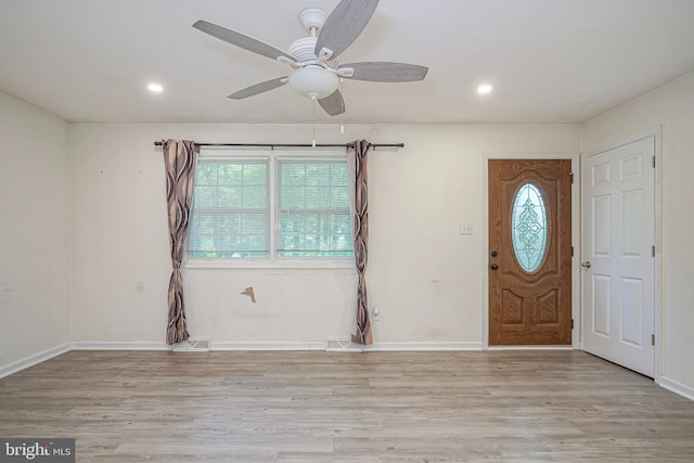 650 Penns Grove Auburn Rd, Carneys Point, NJ 08069 - entryway with light wood finished floors, ceiling fan, and recessed lighting