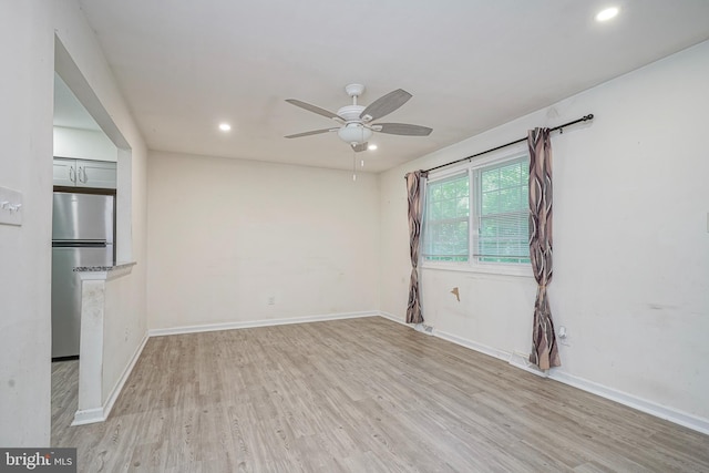 650 Penns Grove Auburn Rd, Carneys Point, NJ 08069 - empty room featuring light wood-style floors, a ceiling fan, and recessed lighting