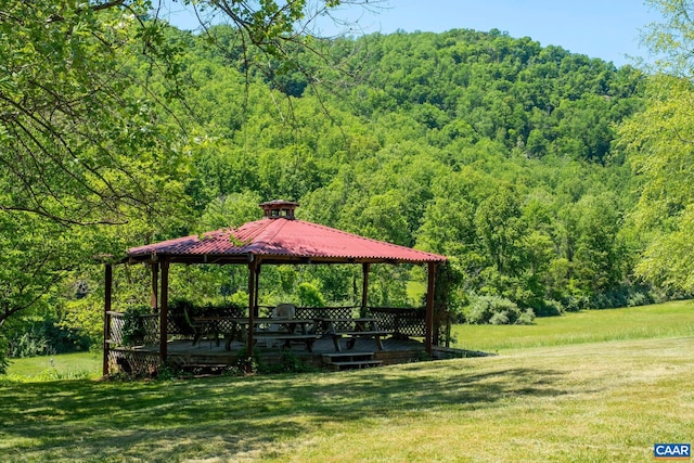 1362 Fortunes Cove Ln, Lovingston, VA 22949 - surrounding community featuring a gazebo, a view of trees, a yard, and a deck