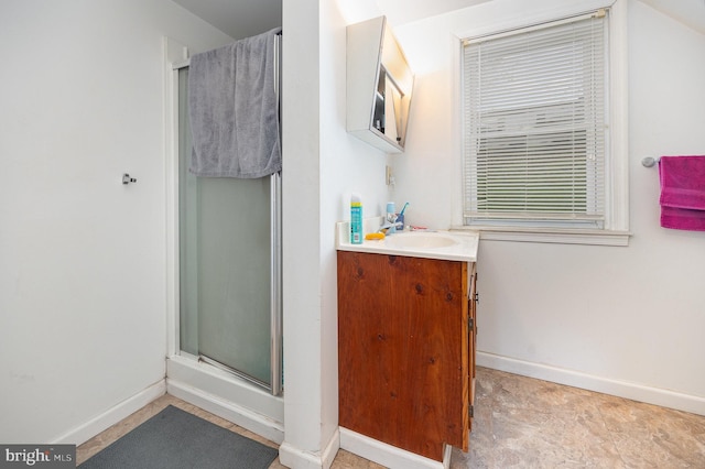 15-17 Locust St, Duncannon, PA 17020 - bathroom with baseboards, vanity, and a stall shower
