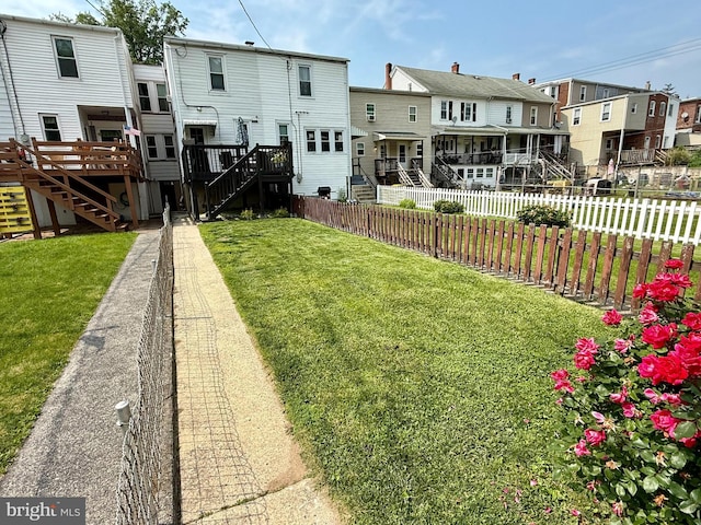 344 S Reading Ave, Boyertown, PA 19512 - rear view of property featuring stairway, a residential view, and a deck
