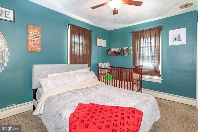 28 Laudermilch Rd, Halifax, PA 17032 - bedroom with carpet flooring, baseboards, a ceiling fan, and a baseboard heating unit