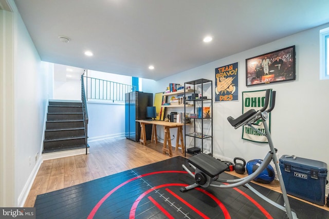 549 E Lafayette Dr, West Chester, PA 19382 - workout room featuring wood finished floors and recessed lighting