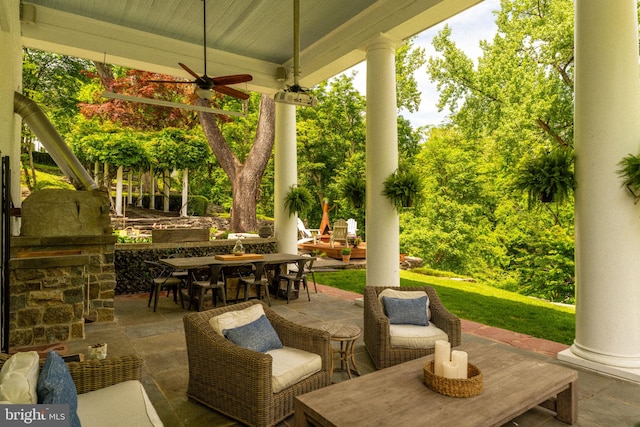 11 Conshohocken State Rd, Gladwyne, PA 19035 - view of patio / terrace featuring outdoor dining space and a ceiling fan