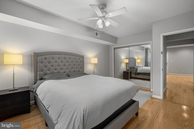2702 Dartmouth Rd Unit 3, Alexandria, VA 22314 - bedroom featuring a closet, light wood-type flooring, a ceiling fan, and baseboards
