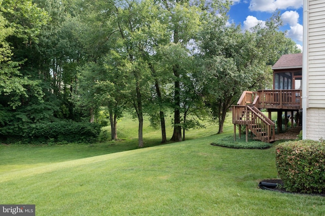 8105 Overlake Ct, Fairfax Station, VA 22039 - view of green lawn with stairway and a deck