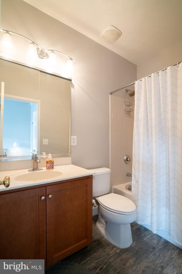 20468 Alicent Ter, Ashburn, VA 20147 - bathroom with vanity, shower / bath combo with shower curtain, and wood finished floors