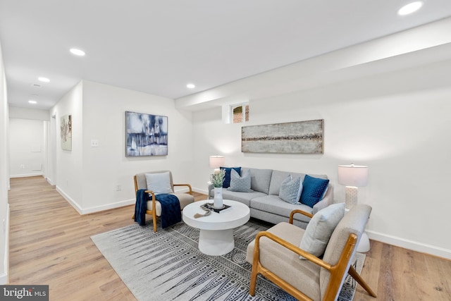713 Tewkesbury Pl NW, Washington, DC 20012 - living area featuring baseboards, light wood finished floors, and recessed lighting