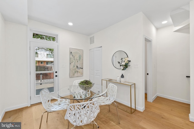 713 Tewkesbury Pl NW, Washington, DC 20012 - dining area featuring wood finished floors, baseboards, and recessed lighting