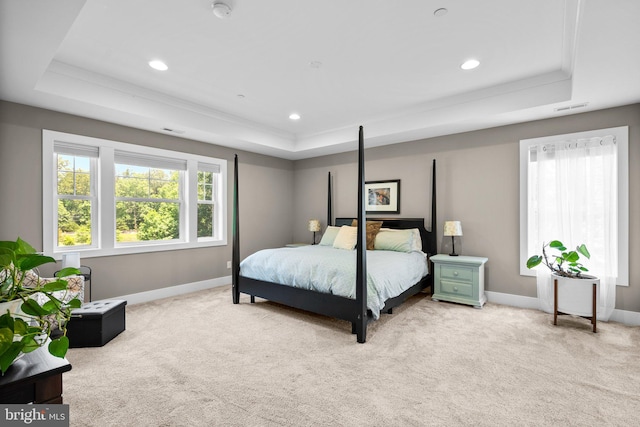 904 Misty Manor Ln, Millersville, MD 21108 - bedroom featuring a raised ceiling, light colored carpet, recessed lighting, and crown molding
