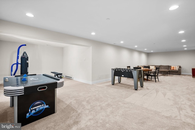 904 Misty Manor Ln, Millersville, MD 21108 - rec room with carpet flooring, recessed lighting, and baseboard heating