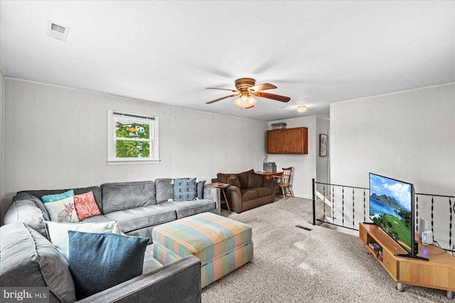 412 Marshall Ave, Colonial Beach, VA 22443 - carpeted living area featuring ceiling fan