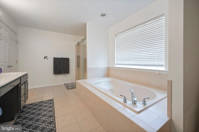 2652 Academic Ct, Waldorf, MD 20603 - bathroom with a bath, a shower stall, vanity, and tile patterned flooring