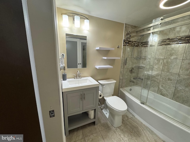 11714 Zebrawood Ct, Germantown, MD 20876 - full bathroom featuring vanity, shower / bath combination with glass door, toilet, and tile patterned flooring