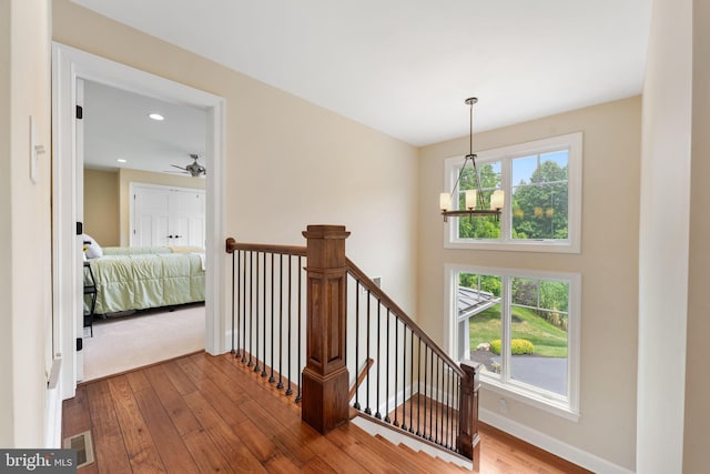 415 Pyles Mountain Ln, Avondale, PA 19311 - stairway with wood-type flooring, plenty of natural light, and recessed lighting