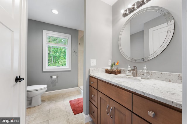 415 Pyles Mountain Ln, Avondale, PA 19311 - full bath featuring vanity, a stall shower, and tile patterned flooring