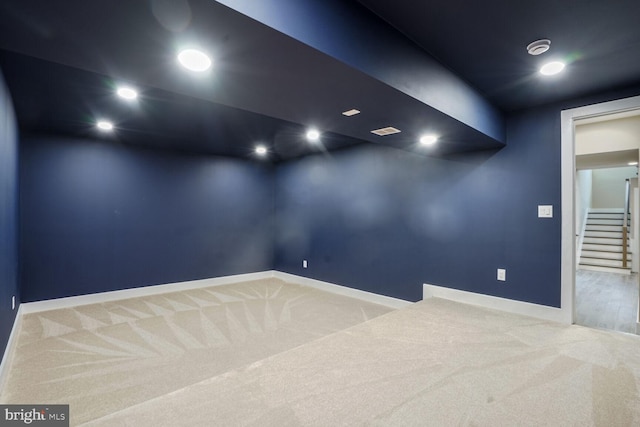 504 Kingsley Rd SW, Vienna, VA 22180 - carpeted spare room with stairway and recessed lighting